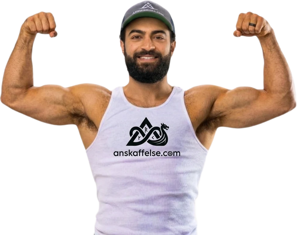 Hikmat flexing his biceps